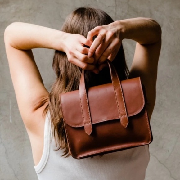 Able Handbags - 🤎 Able Isabel Heritage Leather Crossbody Bag Brown / Tan Top Handle Shoulder